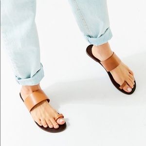 All leather urban outfitters sandals one toe wrap